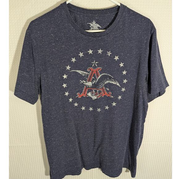 Anheuser Busch L Blue Graphic T Shirt Men’s Large Eagle USA Logo Beer Promo Tee - Picture 1 of 4